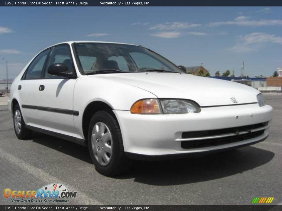 1993 Honda Civic DX Sedan Frost White / Beige Photo #11