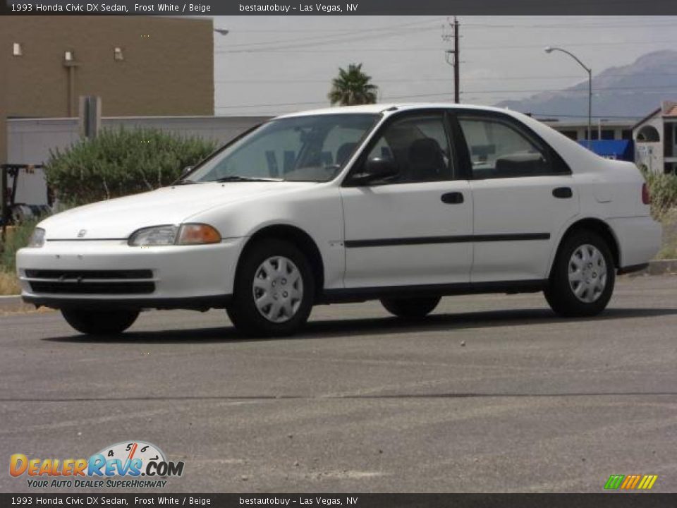 1993 Honda Civic DX Sedan Frost White / Beige Photo #29