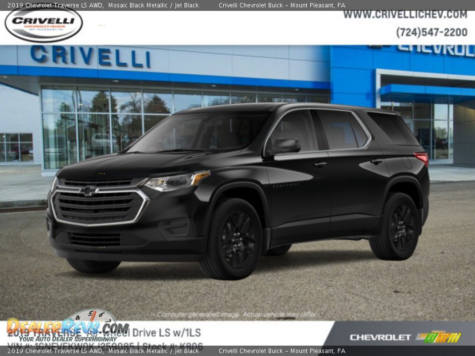 2019 Chevrolet Traverse LS AWD Mosaic Black Metallic / Jet Black Photo #2