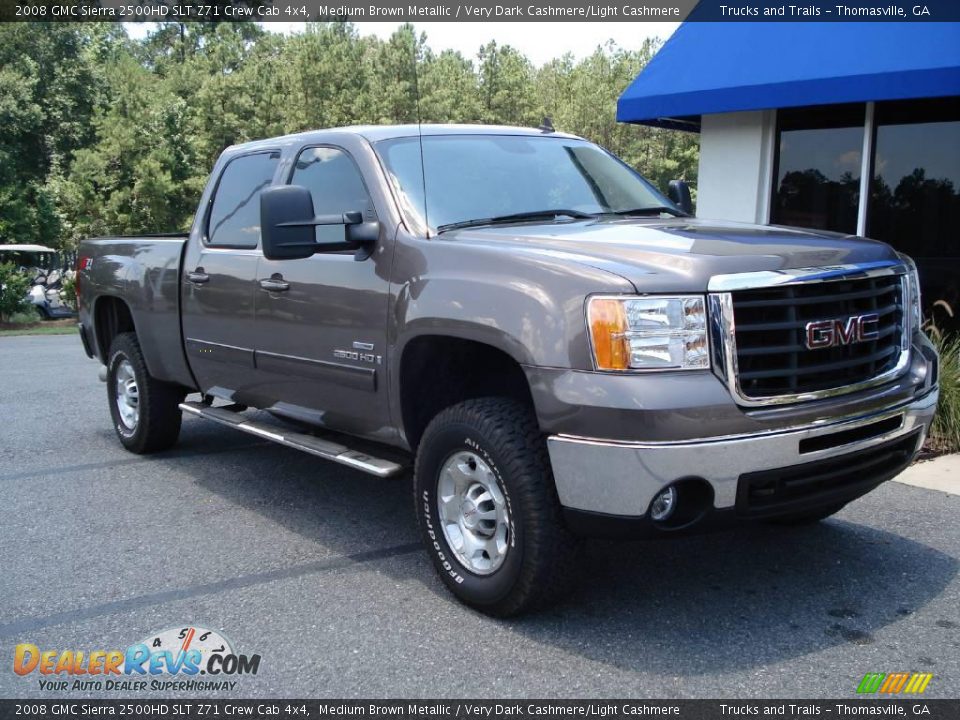 2008 GMC Sierra 2500HD SLT Z71 Crew Cab 4x4 Medium Brown Metallic / Very Dark Cashmere/Light Cashmere Photo #3
