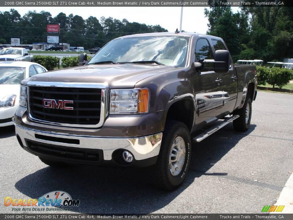 2008 GMC Sierra 2500HD SLT Z71 Crew Cab 4x4 Medium Brown Metallic / Very Dark Cashmere/Light Cashmere Photo #4