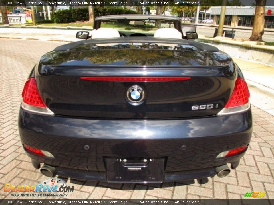 2006 BMW 6 Series 650i Convertible Monaco Blue Metallic / Cream Beige Photo #15