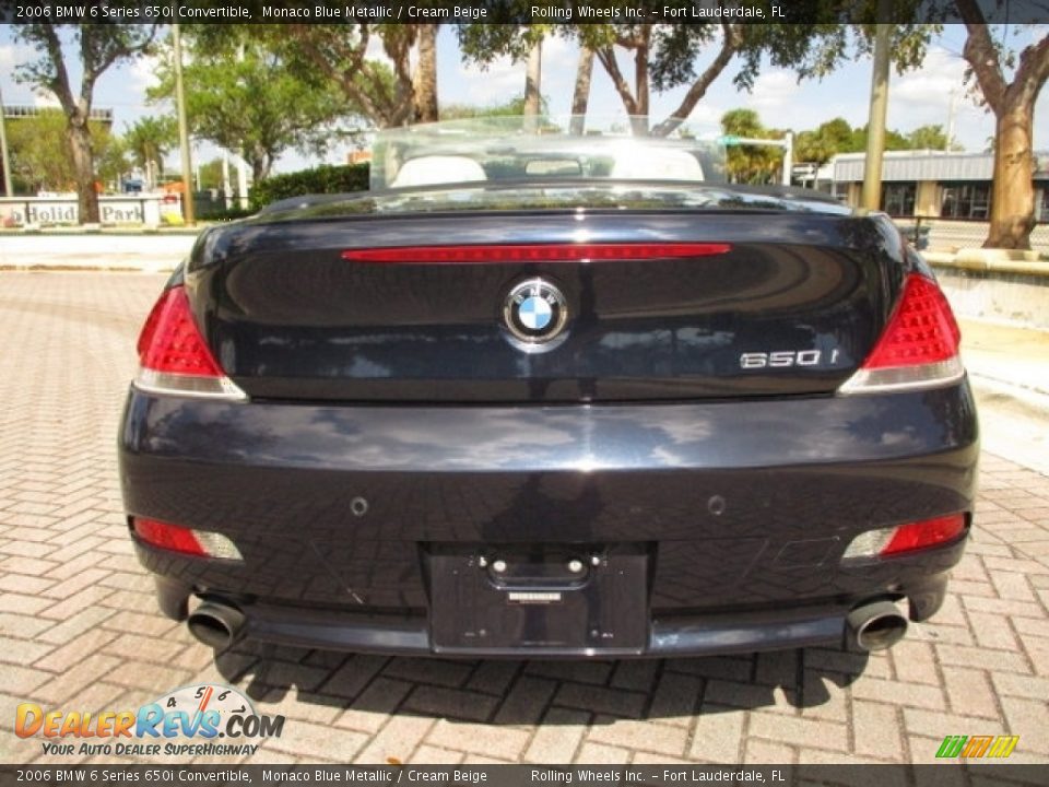 2006 BMW 6 Series 650i Convertible Monaco Blue Metallic / Cream Beige Photo #34