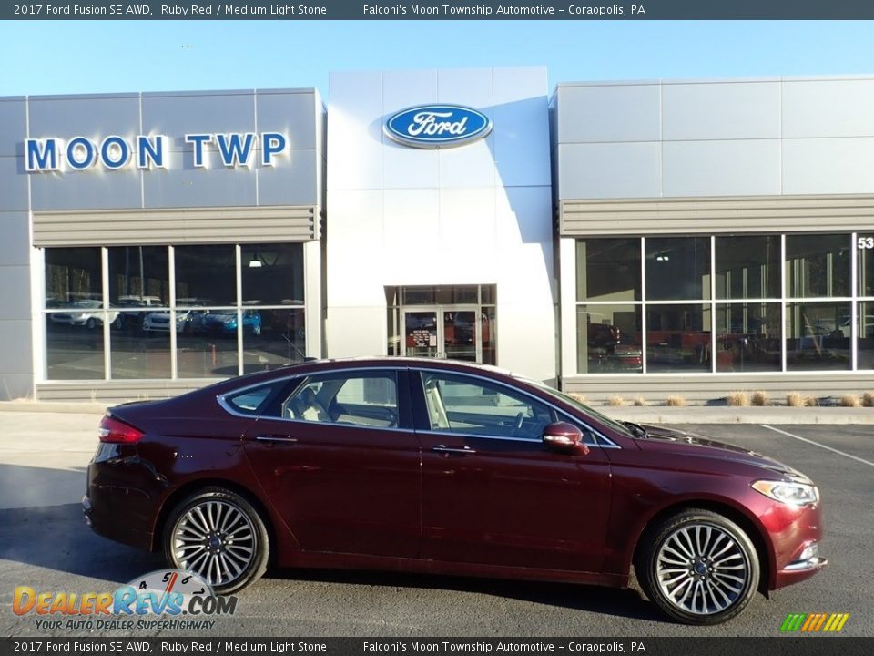 2017 Ford Fusion SE AWD Ruby Red / Medium Light Stone Photo #1