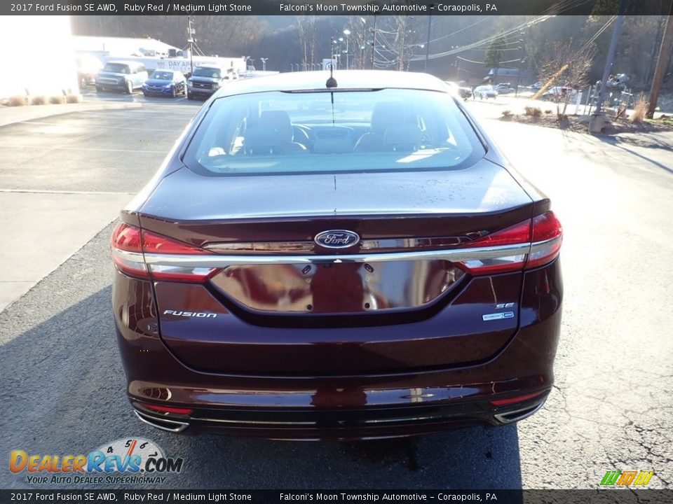 2017 Ford Fusion SE AWD Ruby Red / Medium Light Stone Photo #3