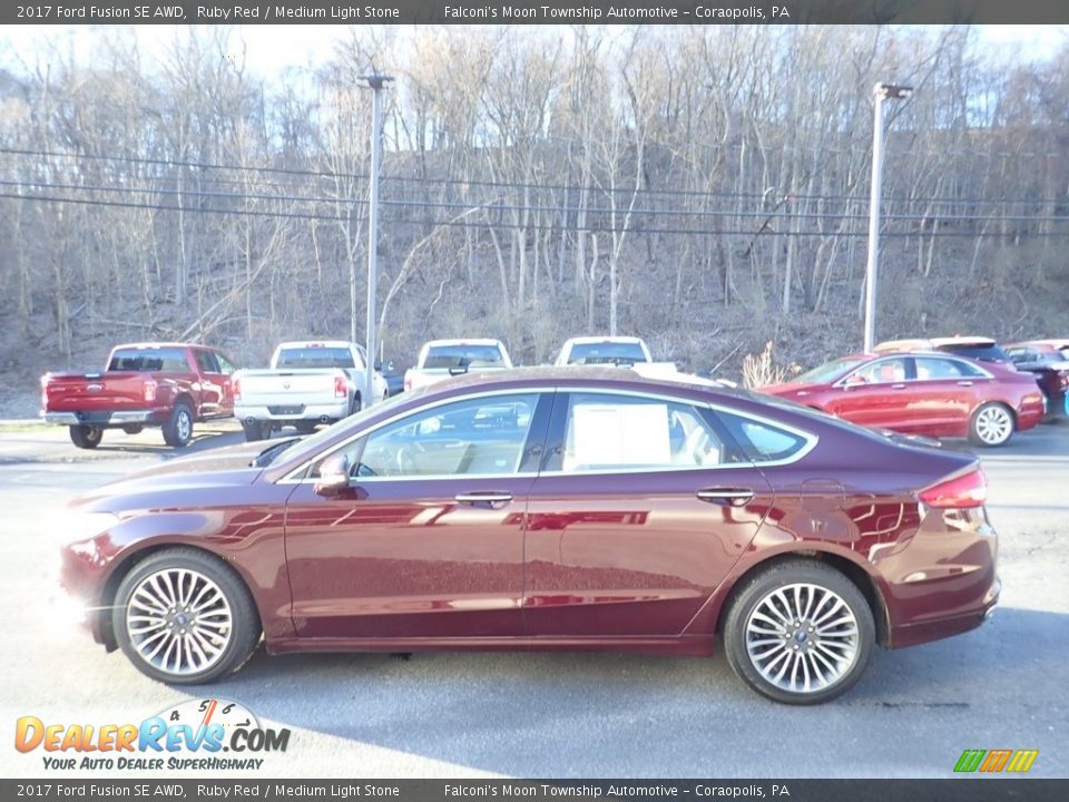 2017 Ford Fusion SE AWD Ruby Red / Medium Light Stone Photo #5