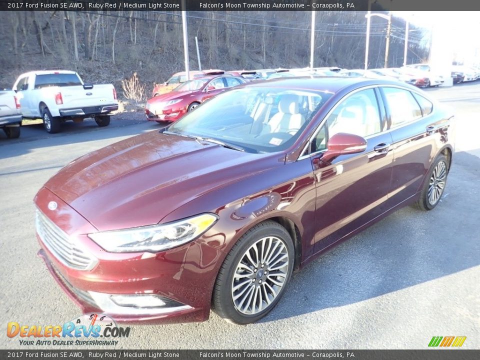 2017 Ford Fusion SE AWD Ruby Red / Medium Light Stone Photo #6
