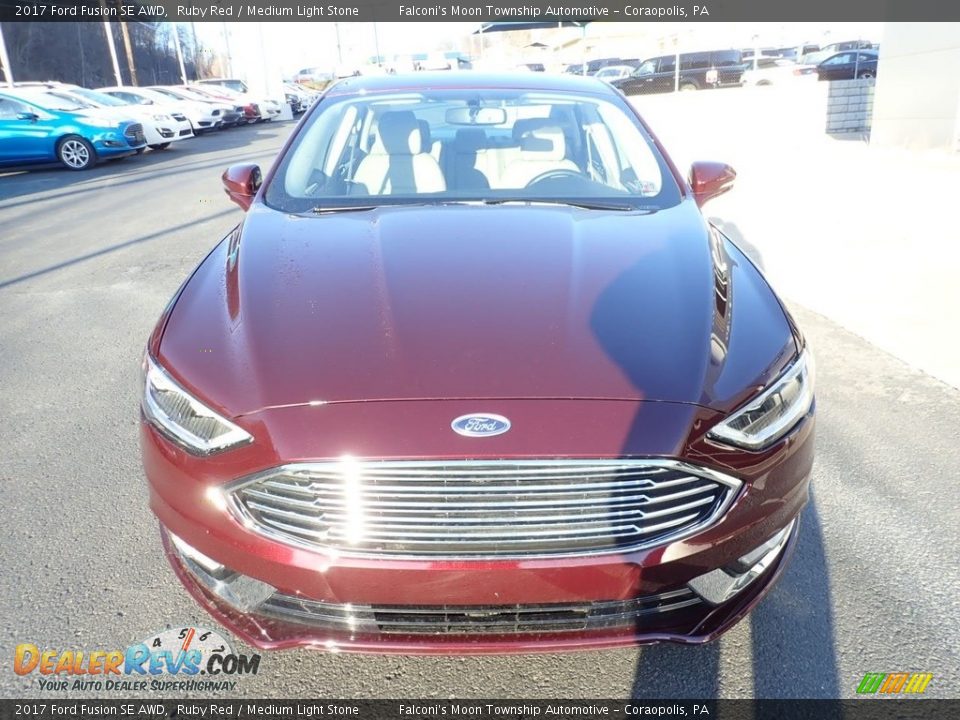 2017 Ford Fusion SE AWD Ruby Red / Medium Light Stone Photo #7