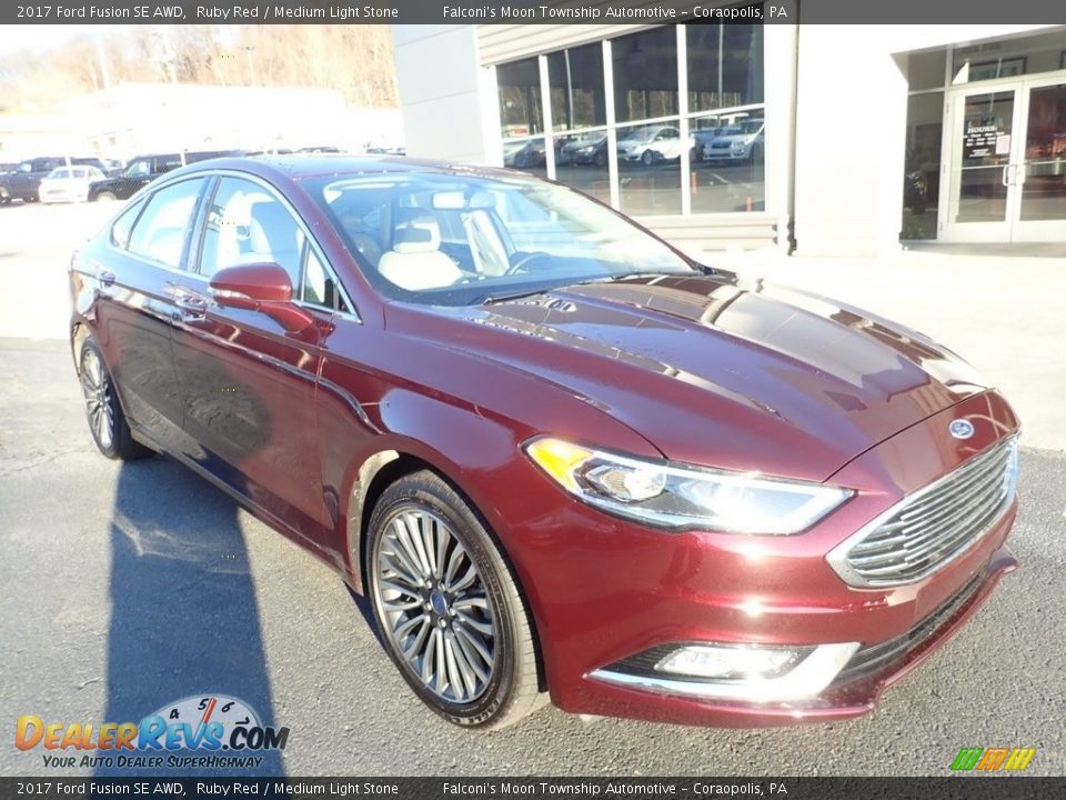 2017 Ford Fusion SE AWD Ruby Red / Medium Light Stone Photo #8