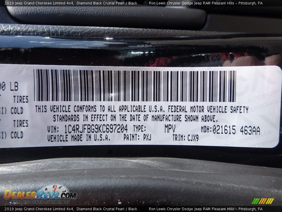 2019 Jeep Grand Cherokee Limited 4x4 Diamond Black Crystal Pearl / Black Photo #15