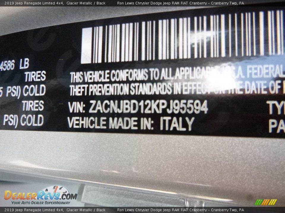2019 Jeep Renegade Limited 4x4 Glacier Metallic / Black Photo #14