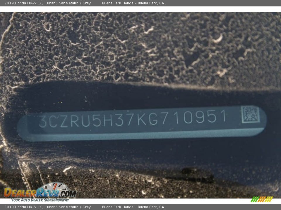 2019 Honda HR-V LX Lunar Silver Metallic / Gray Photo #35