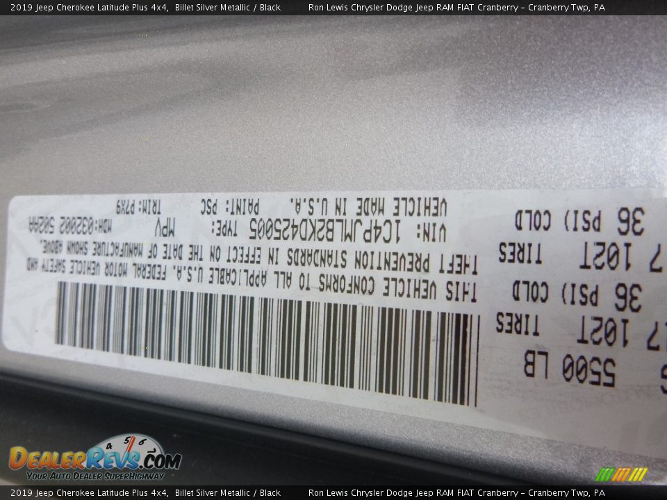 2019 Jeep Cherokee Latitude Plus 4x4 Billet Silver Metallic / Black Photo #14