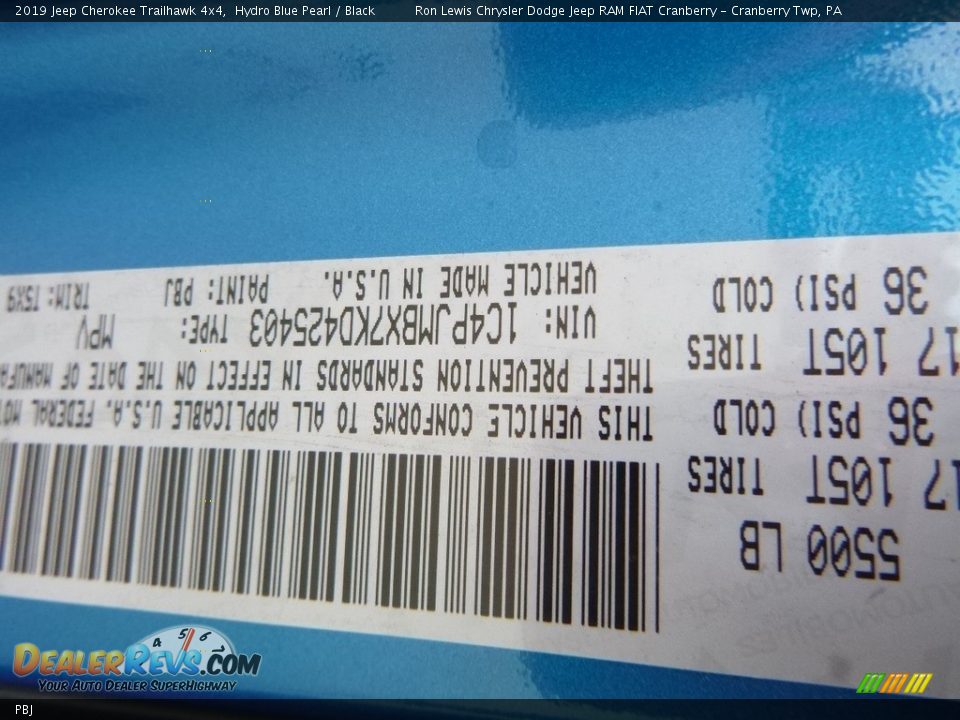 Jeep Color Code PBJ Hydro Blue Pearl