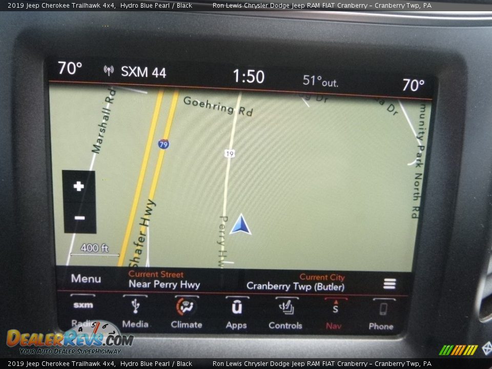 2019 Jeep Cherokee Trailhawk 4x4 Hydro Blue Pearl / Black Photo #17