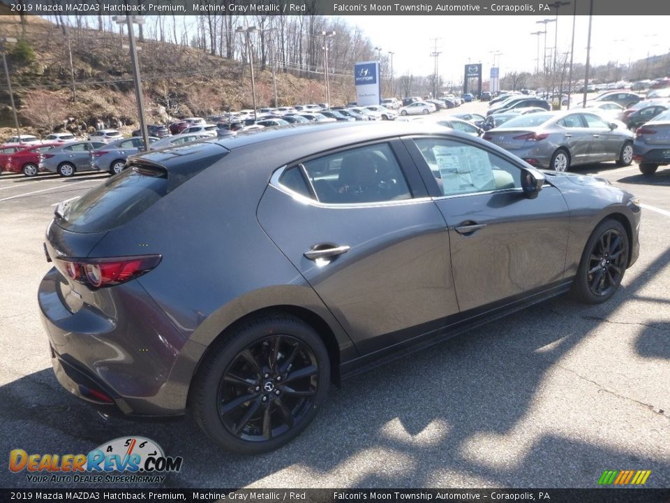 2019 Mazda MAZDA3 Hatchback Premium Machine Gray Metallic / Red Photo #2