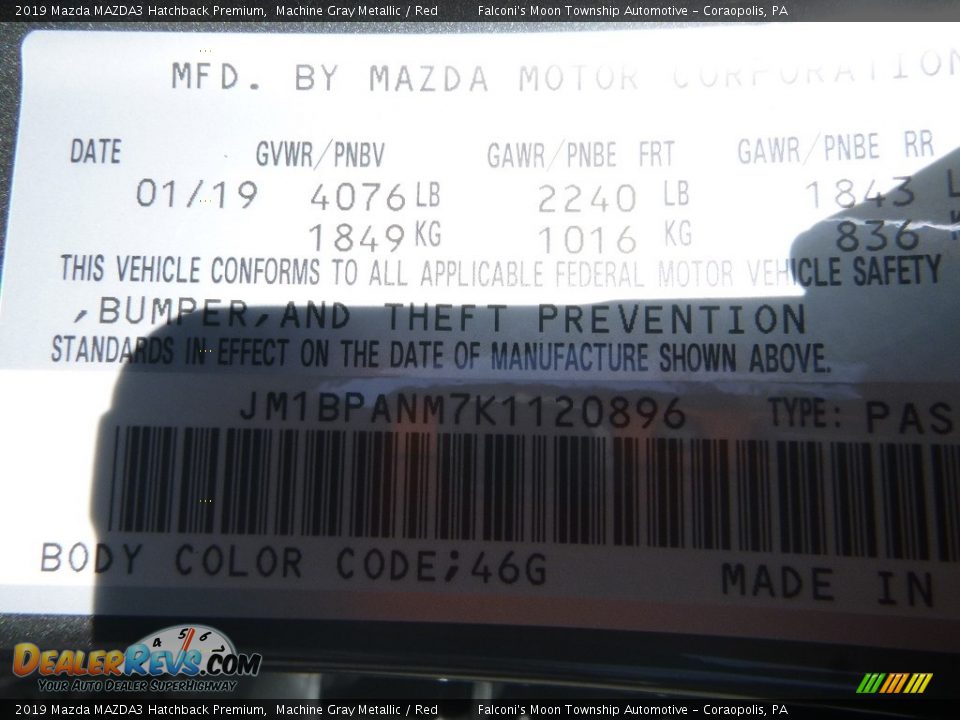 2019 Mazda MAZDA3 Hatchback Premium Machine Gray Metallic / Red Photo #12