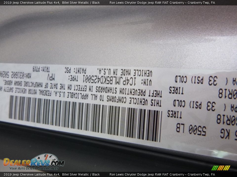 2019 Jeep Cherokee Latitude Plus 4x4 Billet Silver Metallic / Black Photo #13