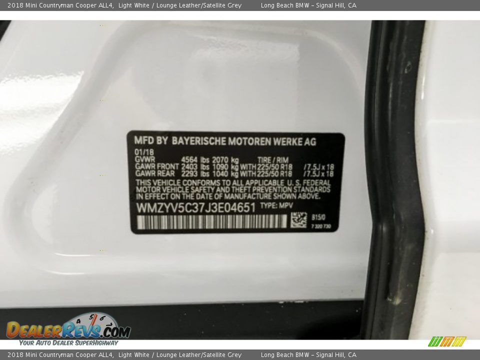 2018 Mini Countryman Cooper ALL4 Light White / Lounge Leather/Satellite Grey Photo #22