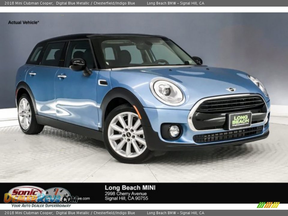 2018 Mini Clubman Cooper Digital Blue Metallic / Chesterfield/Indigo Blue Photo #1