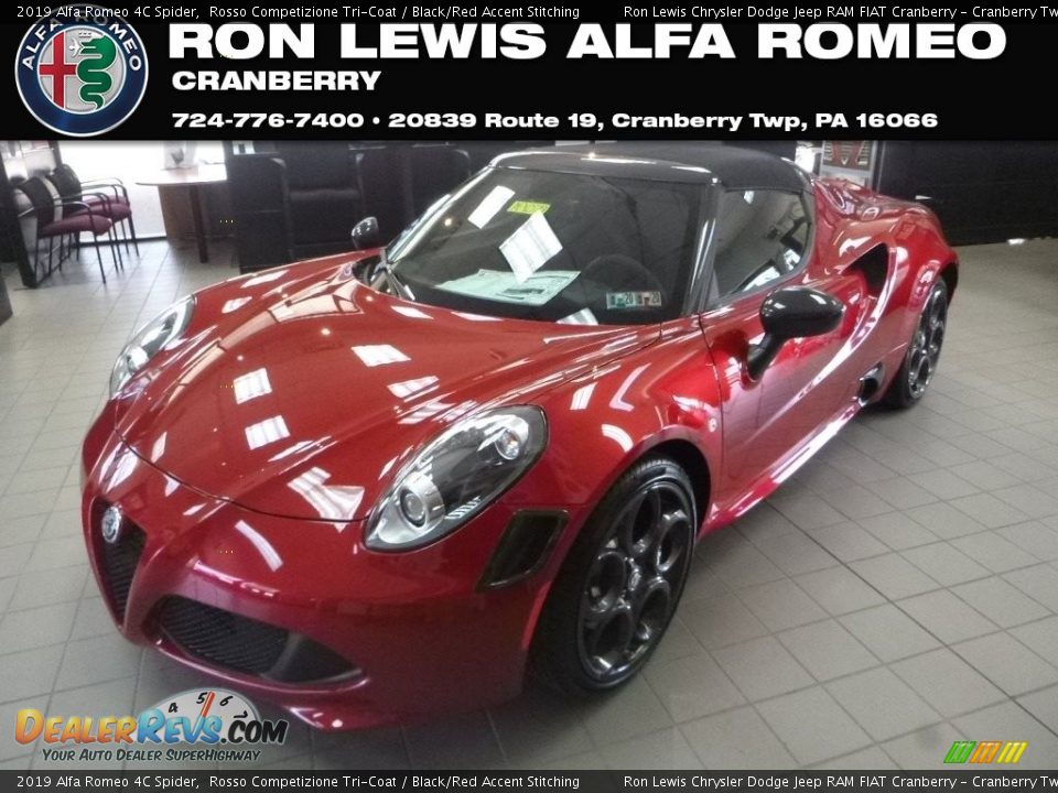 2019 Alfa Romeo 4C Spider Rosso Competizione Tri-Coat / Black/Red Accent Stitching Photo #1