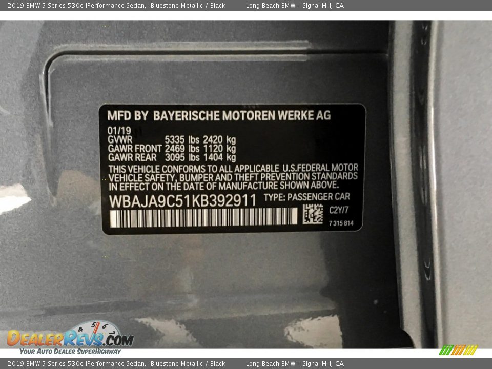 2019 BMW 5 Series 530e iPerformance Sedan Bluestone Metallic / Black Photo #11