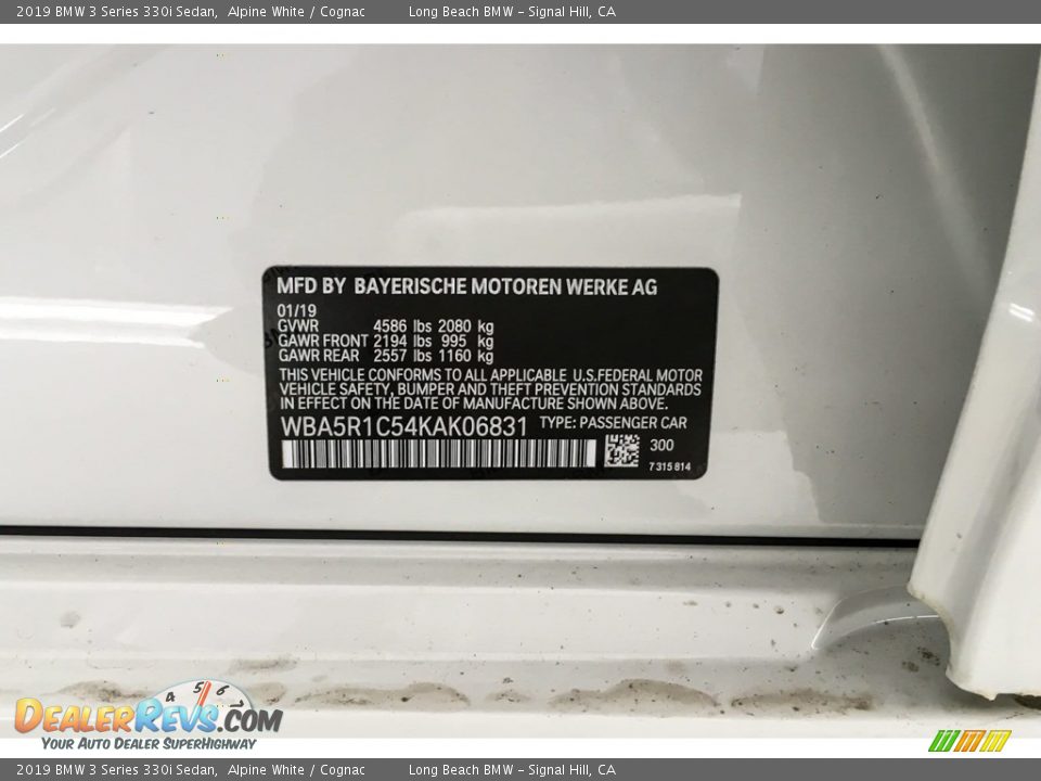 2019 BMW 3 Series 330i Sedan Alpine White / Cognac Photo #11