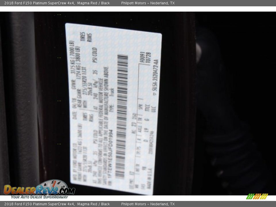 2018 Ford F150 Platinum SuperCrew 4x4 Magma Red / Black Photo #36