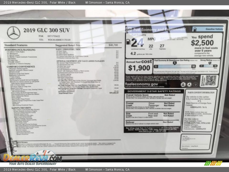 2019 Mercedes-Benz GLC 300 Polar White / Black Photo #10