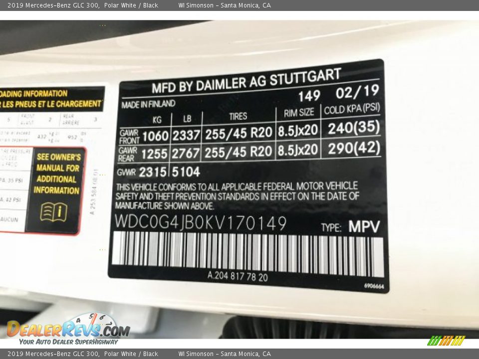 2019 Mercedes-Benz GLC 300 Polar White / Black Photo #11