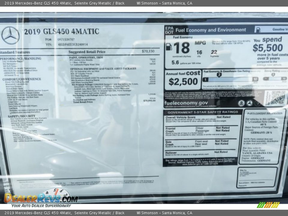 2019 Mercedes-Benz GLS 450 4Matic Selenite Grey Metallic / Black Photo #10