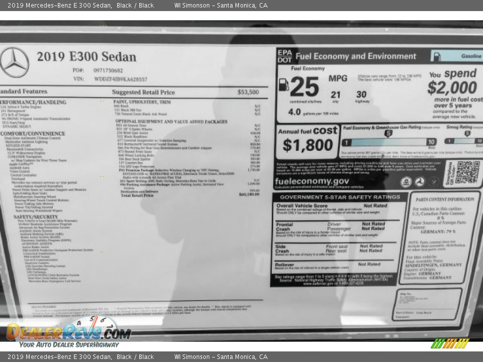 2019 Mercedes-Benz E 300 Sedan Black / Black Photo #10