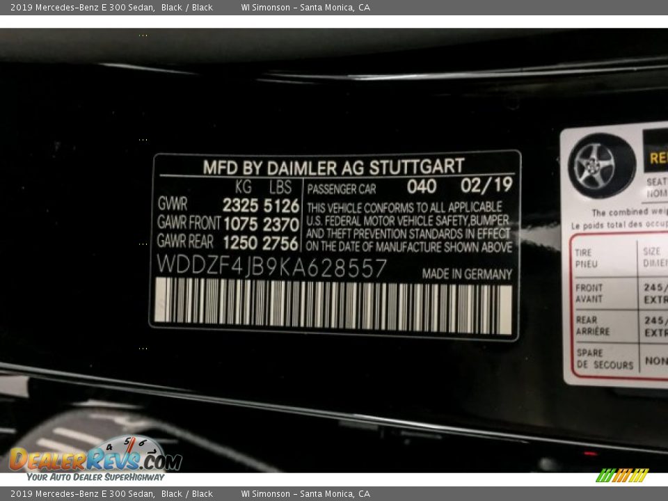 2019 Mercedes-Benz E 300 Sedan Black / Black Photo #11