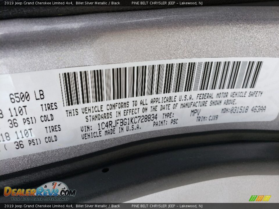 2019 Jeep Grand Cherokee Limited 4x4 Billet Silver Metallic / Black Photo #9