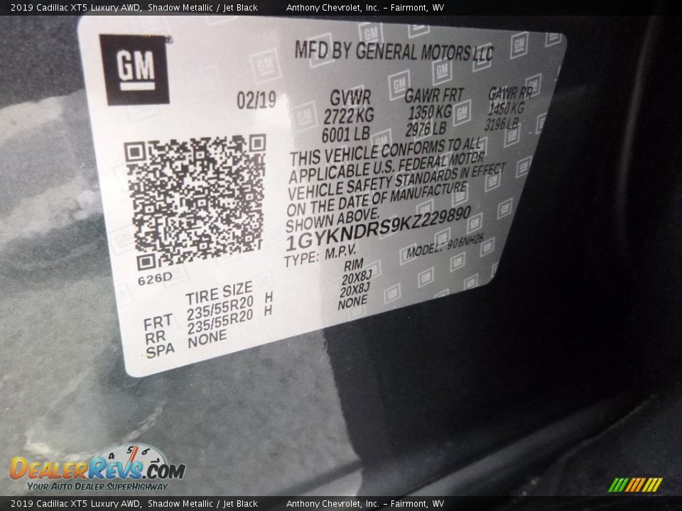 2019 Cadillac XT5 Luxury AWD Shadow Metallic / Jet Black Photo #13