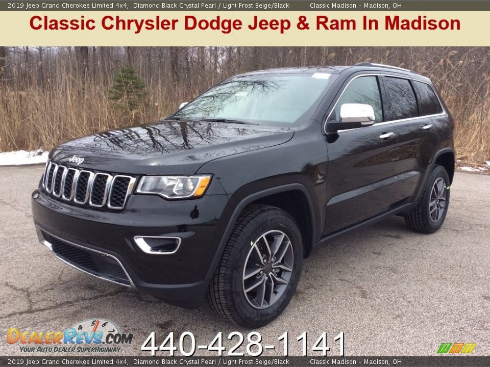 2019 Jeep Grand Cherokee Limited 4x4 Diamond Black Crystal Pearl / Light Frost Beige/Black Photo #1