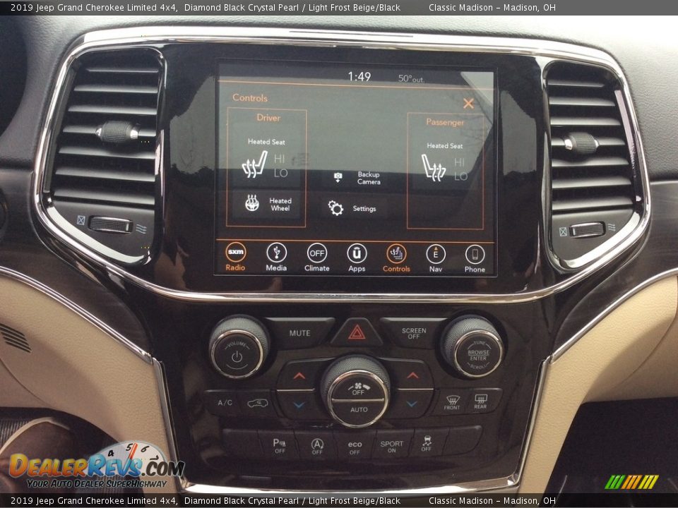 2019 Jeep Grand Cherokee Limited 4x4 Diamond Black Crystal Pearl / Light Frost Beige/Black Photo #14