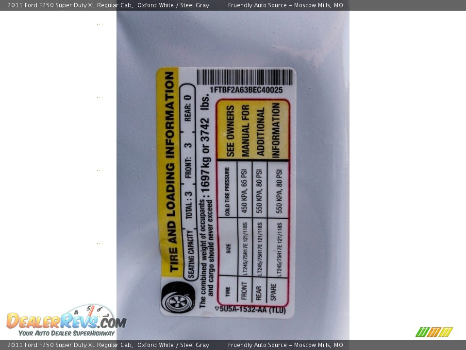 2011 Ford F250 Super Duty XL Regular Cab Oxford White / Steel Gray Photo #34