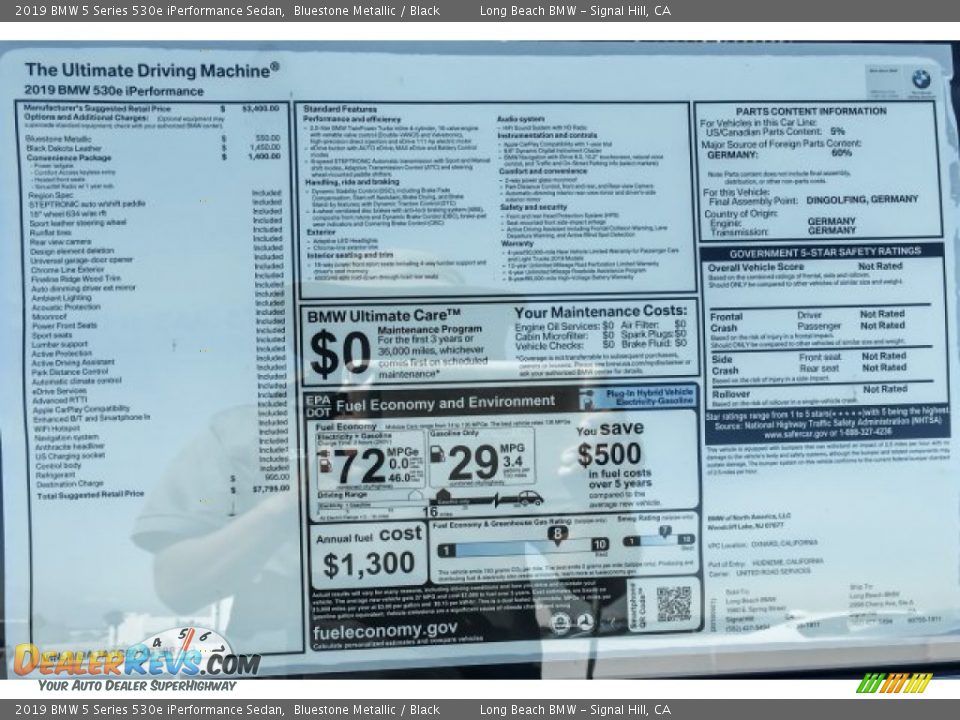 2019 BMW 5 Series 530e iPerformance Sedan Bluestone Metallic / Black Photo #10