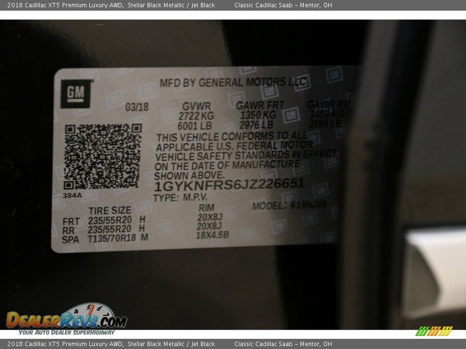 2018 Cadillac XT5 Premium Luxury AWD Stellar Black Metallic / Jet Black Photo #28