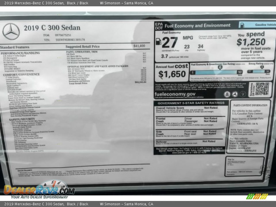 2019 Mercedes-Benz C 300 Sedan Black / Black Photo #10