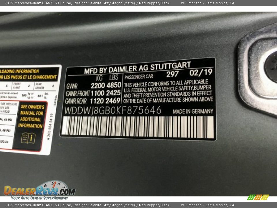 2019 Mercedes-Benz C AMG 63 Coupe designo Selenite Grey Magno (Matte) / Red Pepper/Black Photo #11