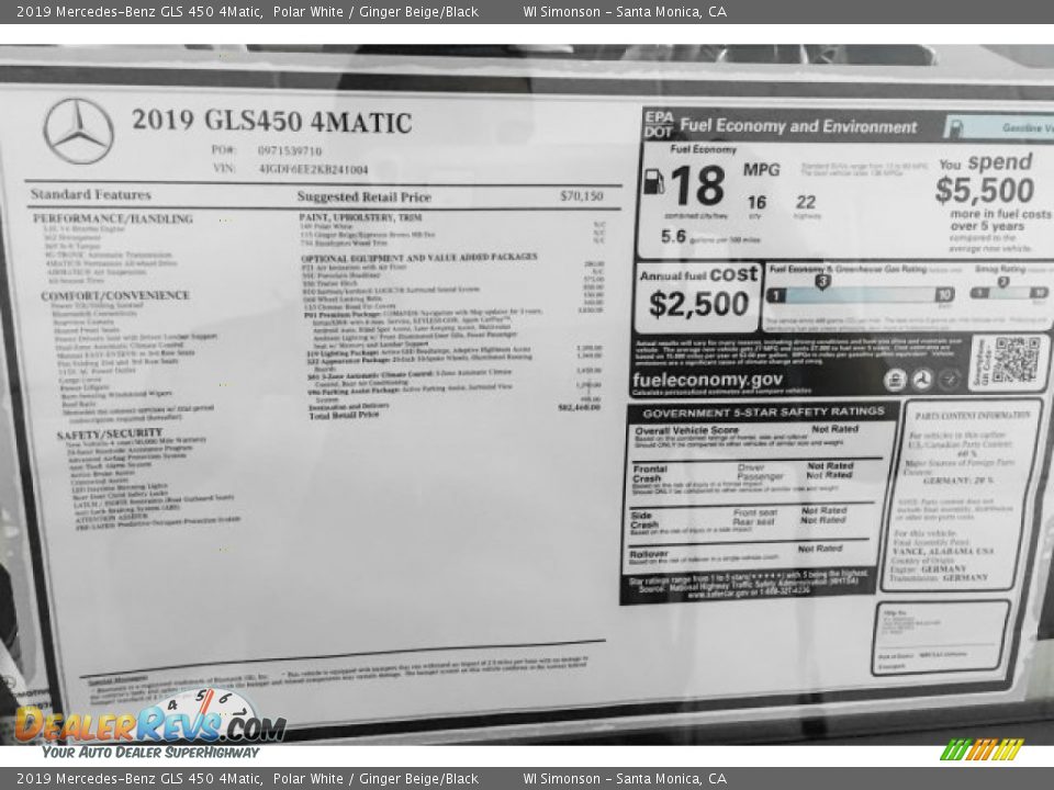 2019 Mercedes-Benz GLS 450 4Matic Polar White / Ginger Beige/Black Photo #10