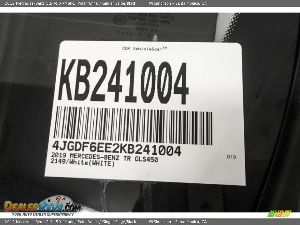 2019 Mercedes-Benz GLS 450 4Matic Polar White / Ginger Beige/Black Photo #11