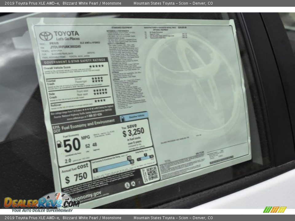 2019 Toyota Prius XLE AWD-e Window Sticker Photo #10