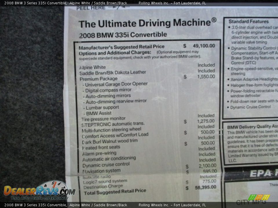 2008 BMW 3 Series 335i Convertible Alpine White / Saddle Brown/Black Photo #16