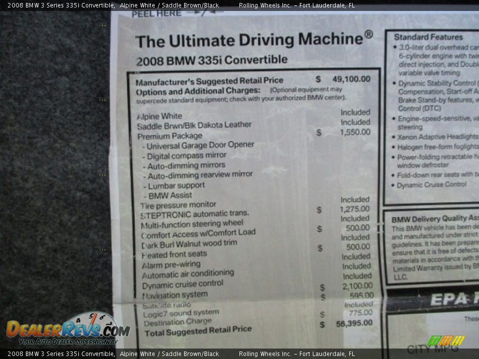 2008 BMW 3 Series 335i Convertible Alpine White / Saddle Brown/Black Photo #16