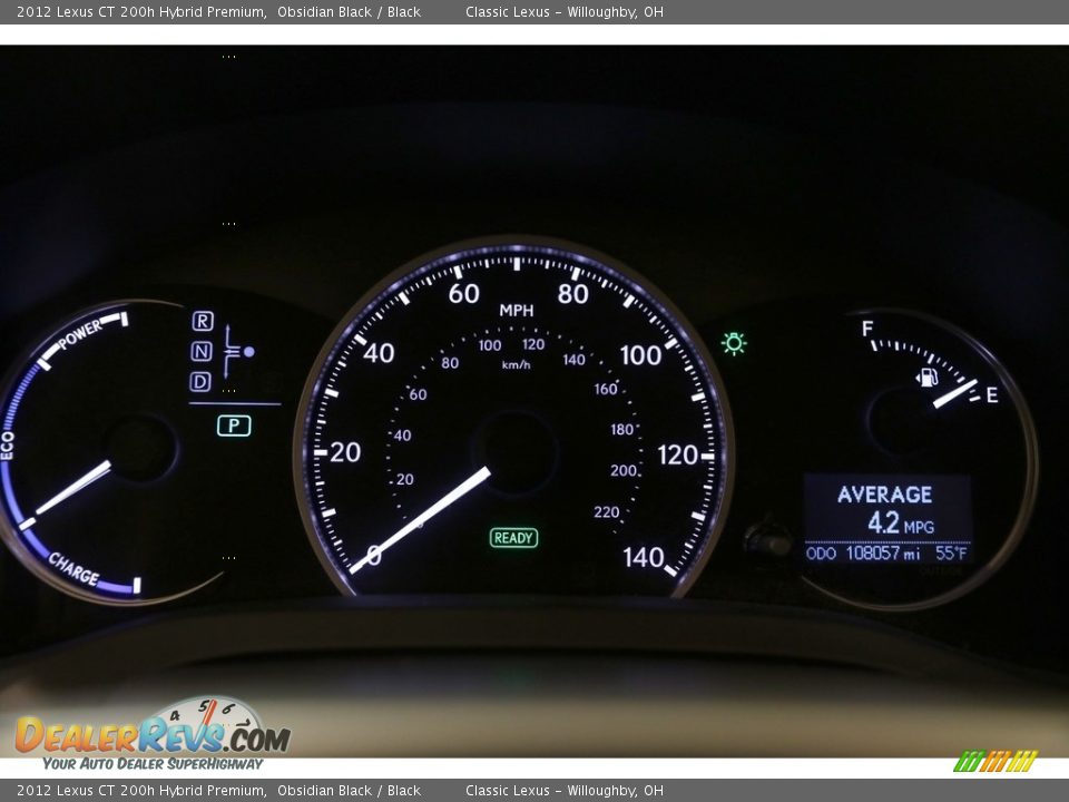 2012 Lexus CT 200h Hybrid Premium Obsidian Black / Black Photo #9