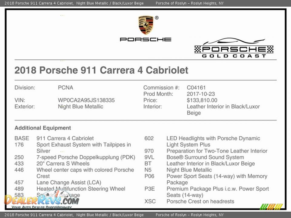 2018 Porsche 911 Carrera 4 Cabriolet Night Blue Metallic / Black/Luxor Beige Photo #32