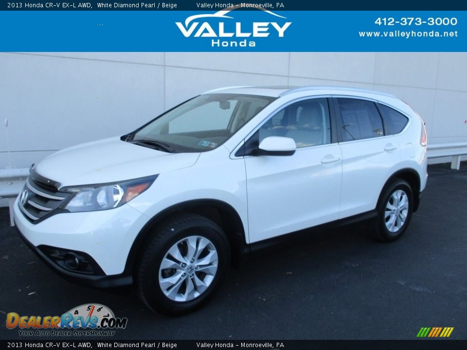 2013 Honda CR-V EX-L AWD White Diamond Pearl / Beige Photo #1